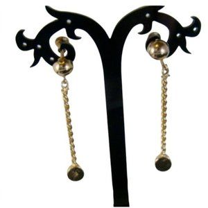 CORO Gold Earrings CORO Screw Back Dangle Earrings  2 Inch Dangle 1980's Bold Go